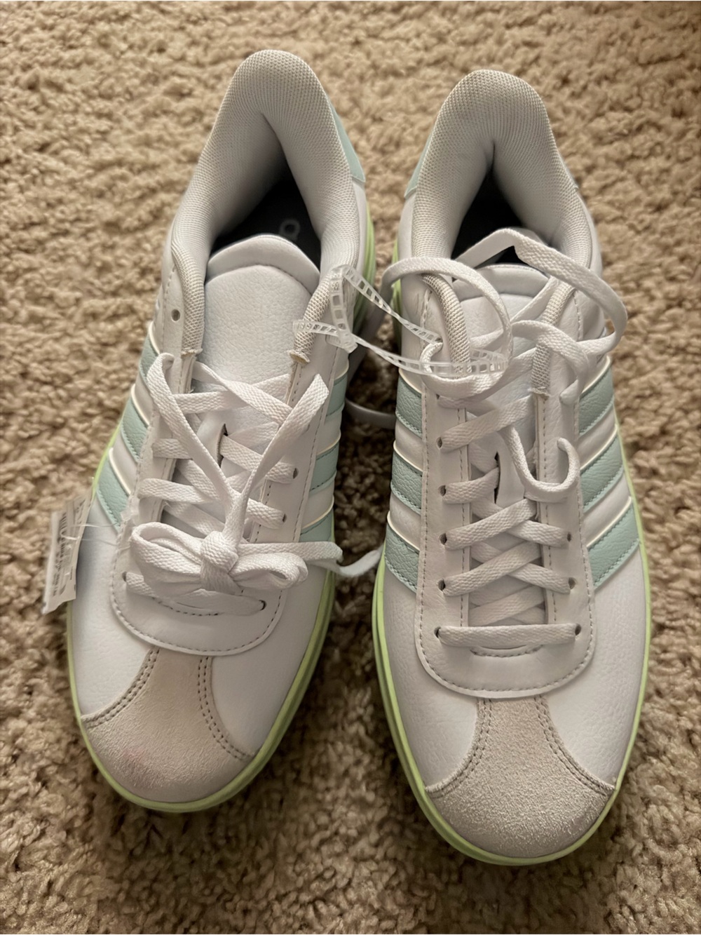 NWT adidas White Sneakers with Mint Trim - Women's Lace-Up Trainers